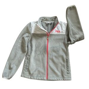 Fila Sport Girls Gray Full Zip Fleece Jacket with Neon Trim Size Medium 10/12